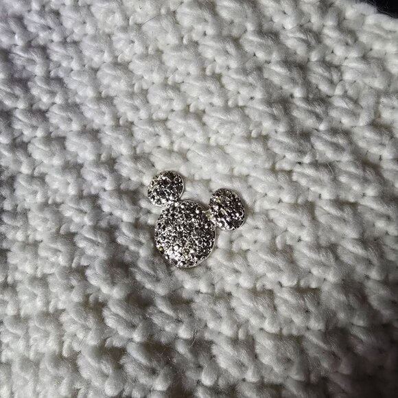 Handmade White Knit Scarf With Glittery Mickey Mouse Patch - Picture 4 of 5